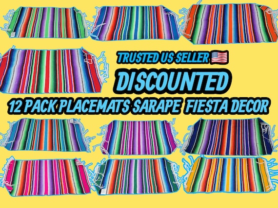 12 placemats pack  mexican serape assorted colors dining mat 11 by 20
