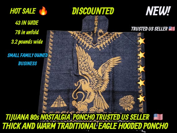 Eagle pattern  rustic warm authentic Mexican poncho
