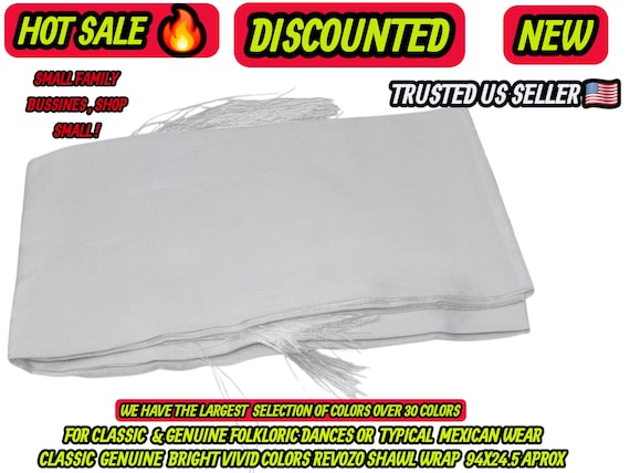 Rebozo  white Shawl: Artisela Silk Fringed Wrap  (94" x 24.5")