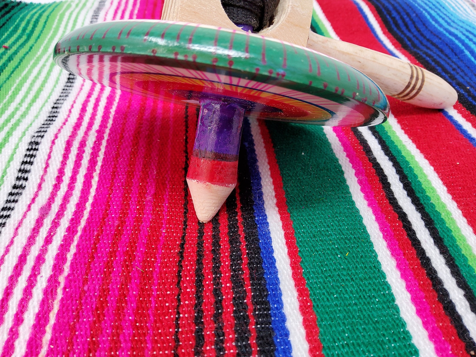 Mexican Wooden Top Toy With Pull String Classic Traditional Etsy