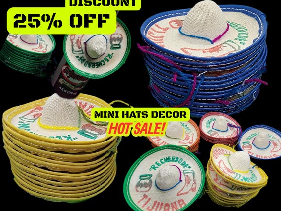 Mini Sombreros: Mexican Fiesta Party Decorations, Wholesale Lot of 12