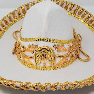 Children  white with gold  wedding hat or first communion for children mexican mariachi charro  sombrero free shipping