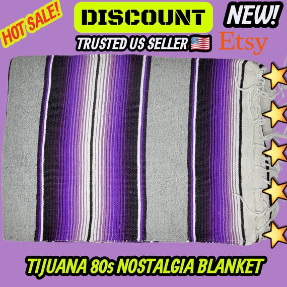 Purple Gray Mexican Blanket: Handloomed Saltillo Sarape