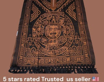 Mexican poncho aztec calendar design