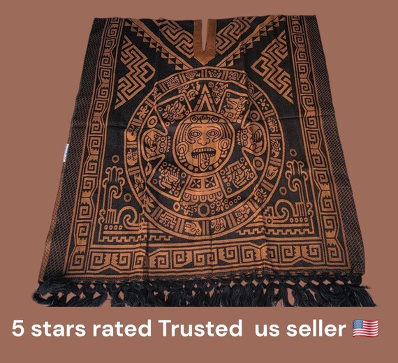 Mexican poncho aztec calendar design