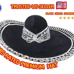 Sombreros noirs adultes sombrero charro mariachi chapeau pour les fêtes ou 5 de mai