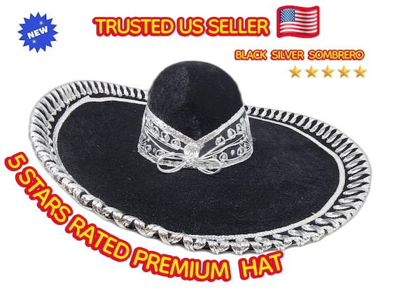 Black sombreros  adults sombrero charro mariachi hat for fiestas or 5 de mayo