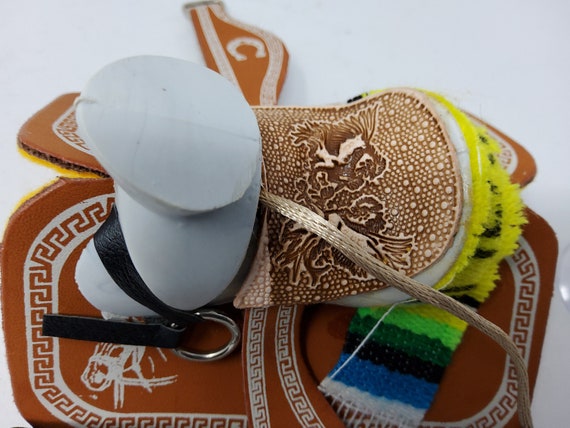 WHOLESALE miniature leather saddle with blanket  and a suction cup  free shipping