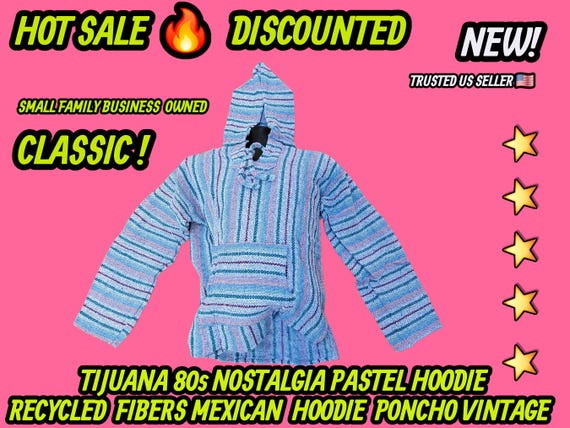 Mexican baja hoodie surfers jacket pastel colors