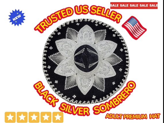 Black sombreros  adults sombrero charro mariachi hat for fiestas or 5 de mayo