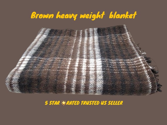 Brown Super soft heavy thick mexican blanket  reversible winter blanket manta recycled fibers free shipping