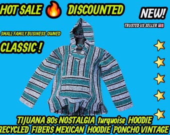 Adults Mexican baja hoodie surfers jacket green mint  colors