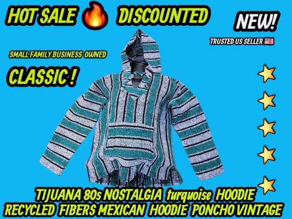 Mexican baja hoodie surfers jacket green mint  colors