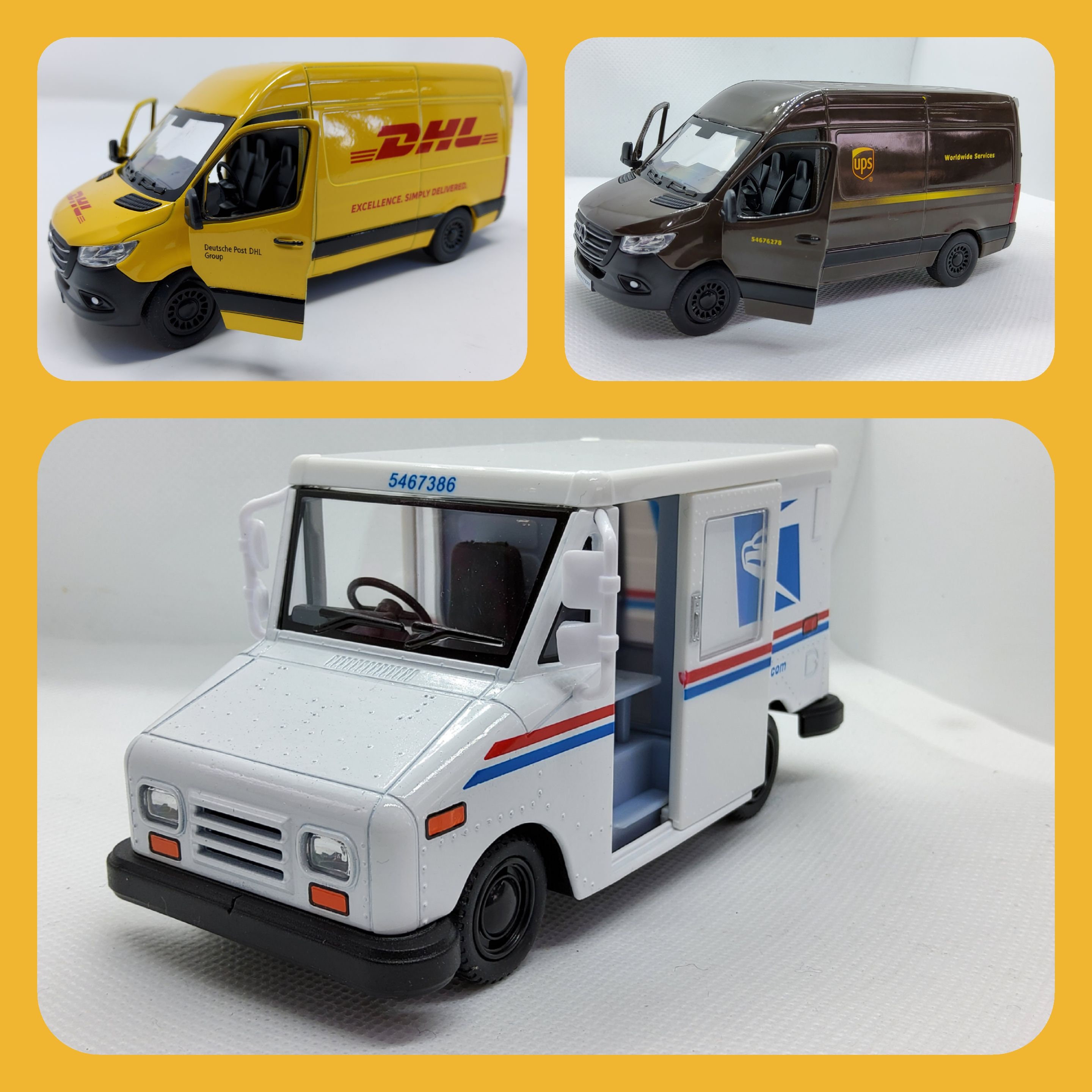 usps postal vehicle mail truck toy ups truck van dhl truck van scale 1