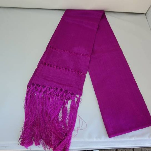 Hot pink    rebozo mexican tipical  Rebozo or Chalina, Mexican Shawl (94" x 24.5") silk artisela  free shipping we sell wholesale