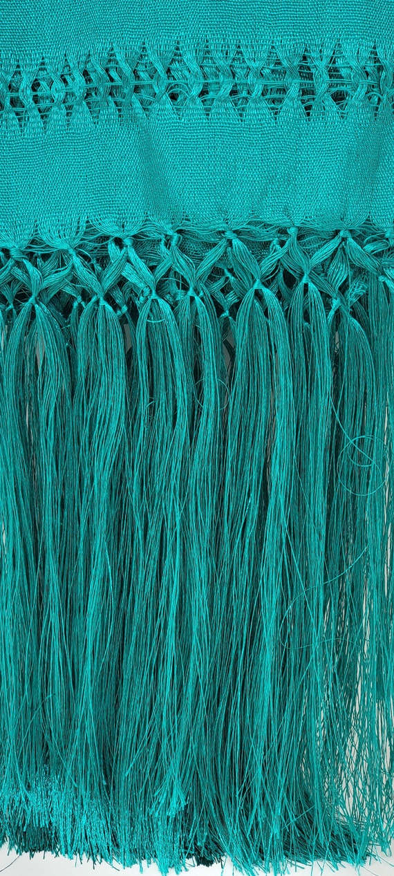GREEN TURQUOISE  rebozo mexican tipical  Rebozo or Chalina, Mexican Shawl (94" x 24.5") silk artisela  free shipping we sell wholesale