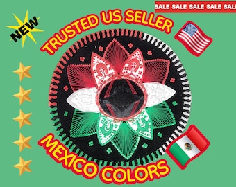 Mexican Fiesta Sombrero: Tricolor Charro Hat, Cinco de Mayo Costume