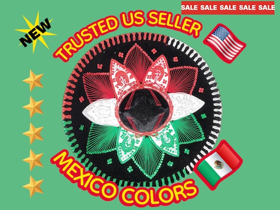 Mexican Fiesta Sombrero: Tricolor Charro Hat, Cinco de Mayo Costume