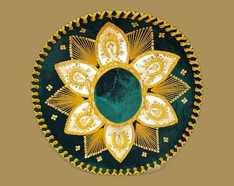 authetische mexikanische fiesta dunkelgrün w / gold trim charro sombrero Sport Mannschaft für Kostüm für 5 de Mayo Mariachi versandkostenfrei