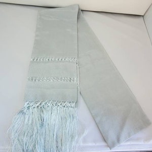 Light gray Solid Gray    rebozo mexican tipical  Rebozo or Chalina, Mexican Shawl (94&quot; x 24.5&quot;) silk artisela
