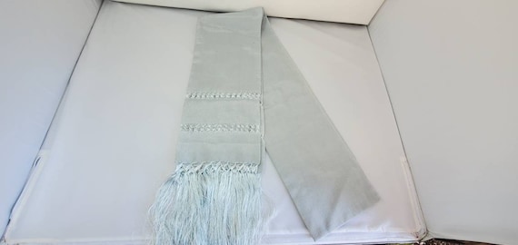 Light gray Solid Gray    rebozo mexican tipical  Rebozo or Chalina, Mexican Shawl (94" x 24.5") silk artisela