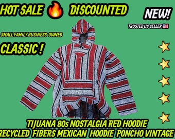 Mexican baja hoodie surfers jacket red white  color