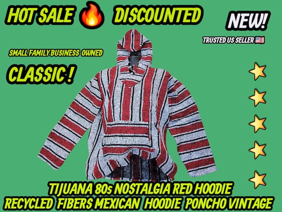 Mexican baja hoodie surfers jacket red white  color