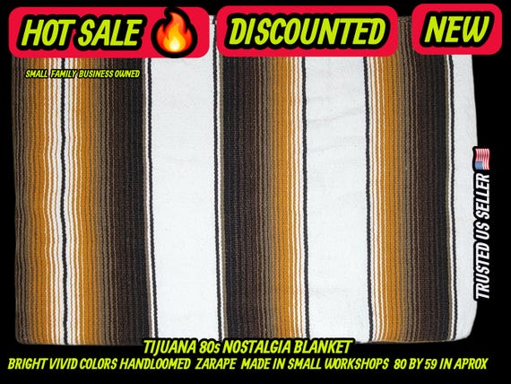 Authentic Mexican zarape blanket 80x60, fiesta decor ,table runner, terracotta  shades colors