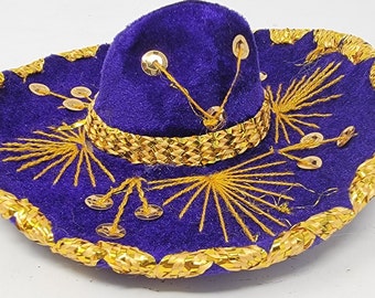 12 Pack 6 Inches Purple and Gold Mini Sombrero Charro  display picture 1