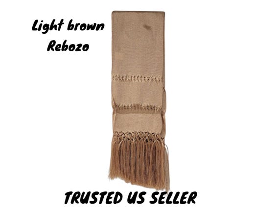 Mexican authetic revozo garment shawl  chalina pashmina bright beige color