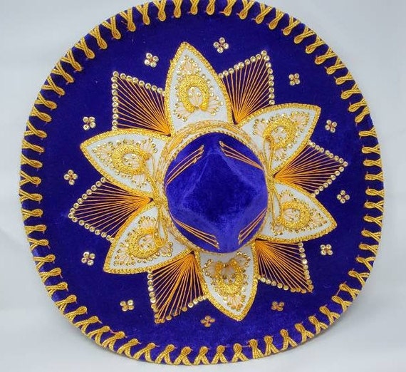 authetic adults mexican fiesta dark purple  w/gold trim charro sombrero for grown ups for costume for 5 de mayo  mariachi free shipping