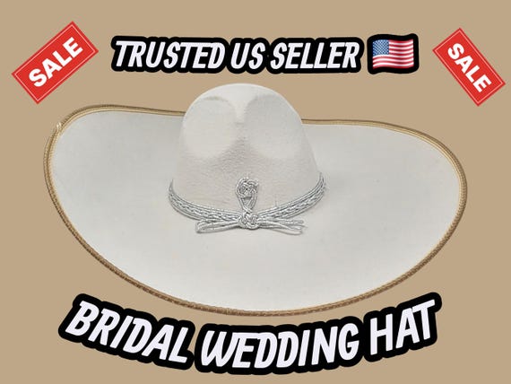 Cream White Charro Sombrero with Brown Trim: Mariachi Hat