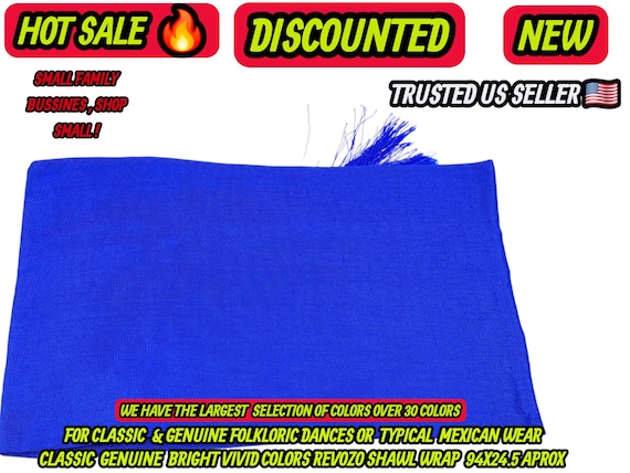 Rebozo bright royal blue  : Artisela Silk Fringed Wrap  (94" x 24.5")