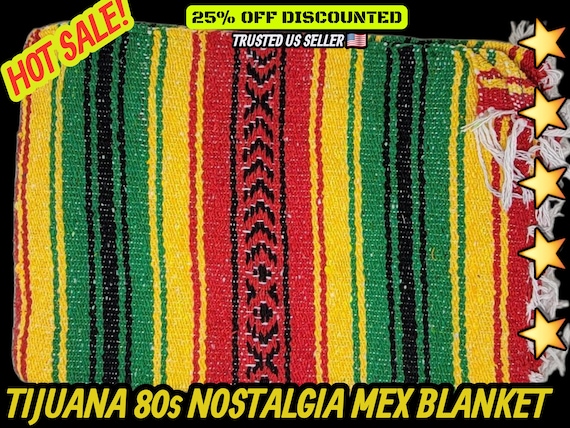 Rasta Colors Mexican Blanket: Handloomed Cotton Falsa Blanket