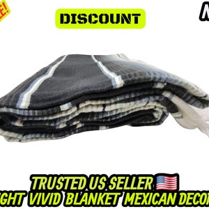 Couverture mexicaine à rayures grises et noires : falsa sarape tissé à la main (80 x 48) image 7