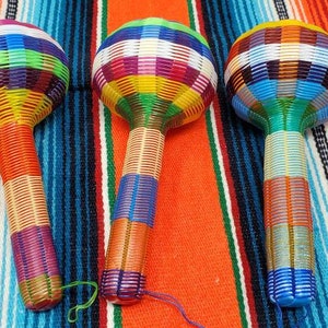 3 small mexican maraca rattle
