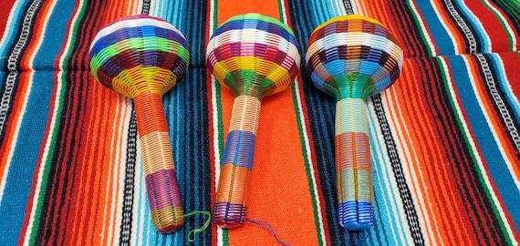 3 small mexican maraca rattle