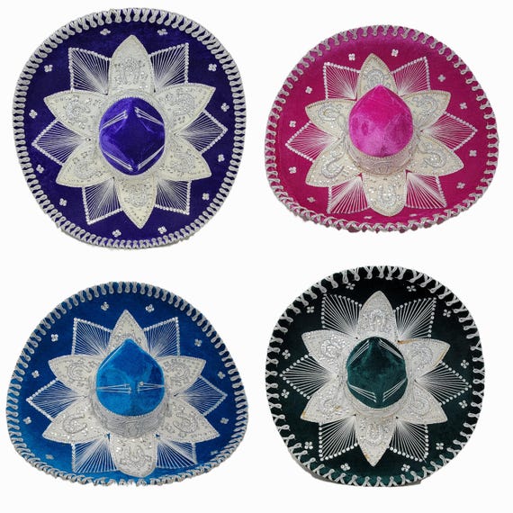Charro sombrero  hats for mariachis fiesta 5 de mayo velvet hand made