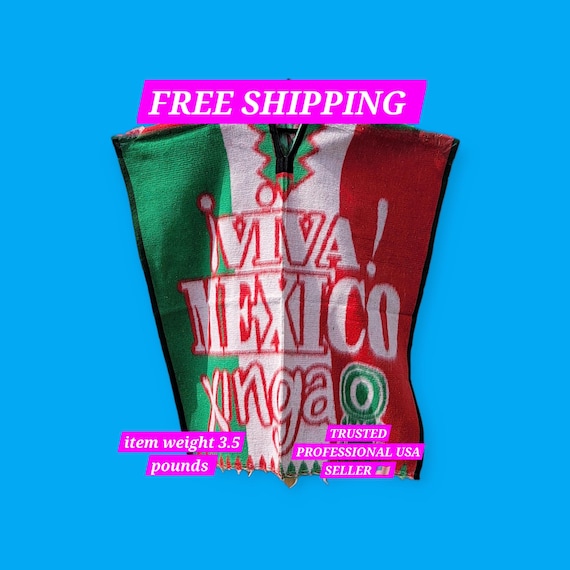 Viva mexico poncho traditional poncho gavan jorongo 5 de mayo day of the dead