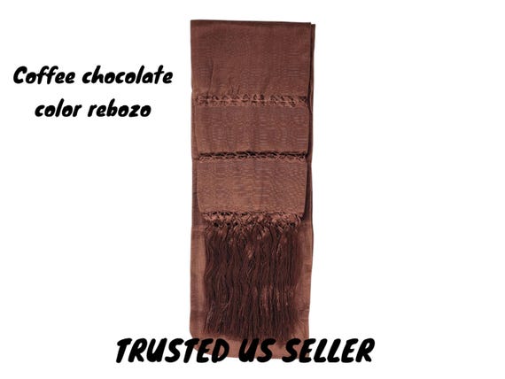 Mexican authetic revozo garment shawl  chalina pashmina dark coffe chocolate color