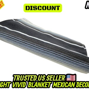 Couverture mexicaine à rayures grises et noires : falsa sarape tissé à la main (80 x 48) image 5