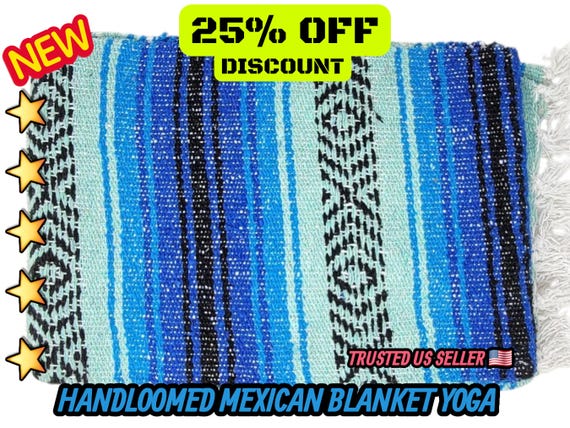 Handloomed Mexican Blanket: Blue Palette, Yoga Blanket wholesale