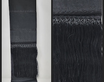 Black Mexican Rebozo Shawl: Artisela Silk Chalina (94" x 24.5")