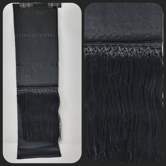 BLACK rebozo mexican tipical  Rebozo or Chalina, Mexican Shawl (94" x 24.5") silk artisela  free shipping we sell wholesale