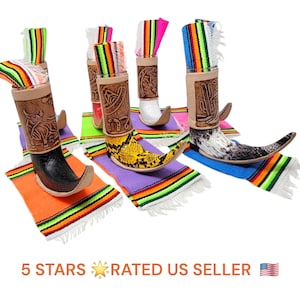 mexican mini boot  tequila shots boots  wrapped in leather