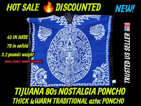 Aztec calendar mexican poncho traditional poncho gavan jorongo 5 de mayo warm