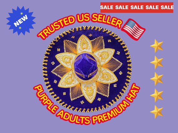 Purple Velvet Sombrero: Silver Trim, Hand-Embroidered Mariachi Hat