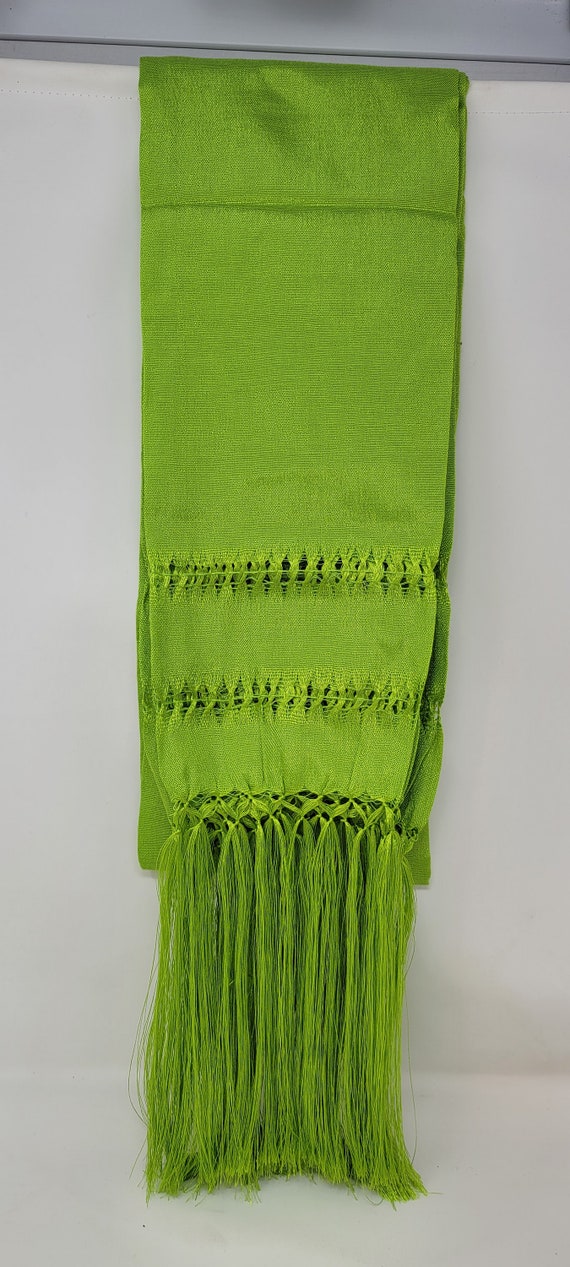 LIME GREEN rebozo mexican tipical  Rebozo or Chalina, Mexican Shawl (94" x 24.5") silk artisela  free shipping we sell wholesale