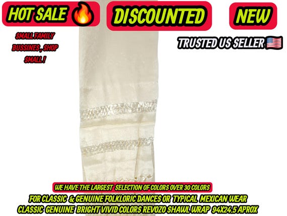 Rebozo white pearl color   Shawl: Artisela Silk Fringed Wrap  (94" x 24.5")