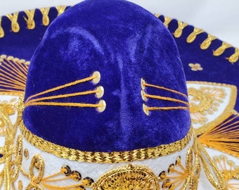 Autentico sombrero charro messicano per adulti, viola scuro con